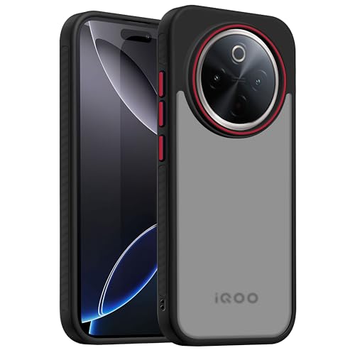 Image of V-TAN Back Cover for IQOO Z10 Compatible Case, Matte Finish Transparent Case, TPU, Camera Protective Shockproof Cover (Black)