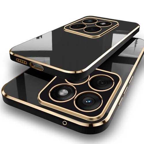 Image of TheGiftKart Luxurious Golden-Plated Back Cover Case for Motorola Moto Edge 60 Fusion 5G / Edge 60 5G | Raised Lips for Camera & Screen Protection | Shockproof Design | Stylish Back Cover (TPU, Black)