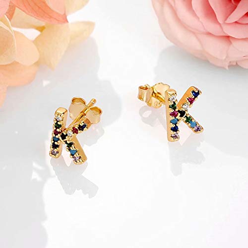 Initial Earrings For Girls, 925 Sterling Silver Post Gold Plated Letter K Stud Earrings For Girls Jewelry Toddler Women Valentines Mother’s Day Girls Gifts Daughter #TOP5