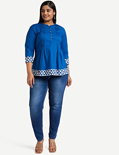 Image of Amazon Brand - Myx Women Cotton Regular Fit Casual Kurti (Available in Plus Sizes)