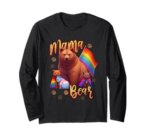 Mom Hugs Proud Mama Mom Bear LGBT Gay Pride LGBTQ Bandera Manga Larga