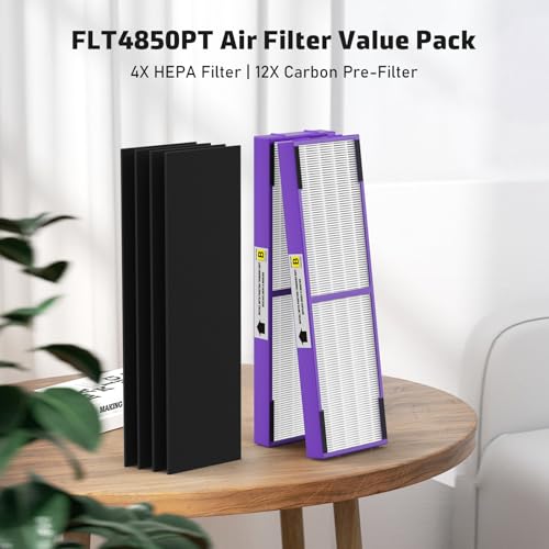 4 Pack FLT4850PT True HEPA Replacement Filter B, with Pet Pure Treatment for G-Guardian Air Purifier C4900 AC4880 AC4825 AC4850PT AC4870 CDAP4500 AC4300 and More