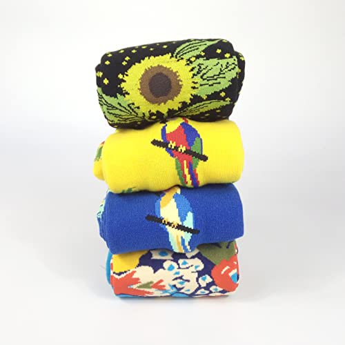 Image of HSELL Womens Novelty Socks with Colorful Flower Design Fancy Gift for Mom Lady Breathable Cotton Socks for Daily Wear
