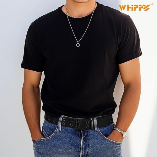 Image of WHIPPY Canvas Double Grommet Belt Unisex Casual Double Prong Belt for Men Women for Jeans Pants