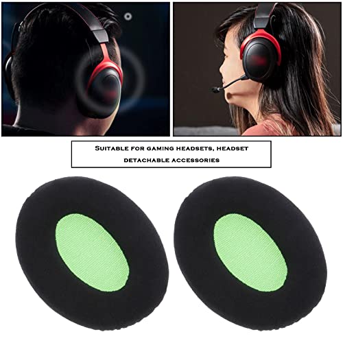 EMSea 1 Pair Ear Pads Replacement Compatible with Kingston HyperX Cloud II Gaming Headphones Ear Cushion Flannel Foam Earphones Accessories Black Green - Image 3