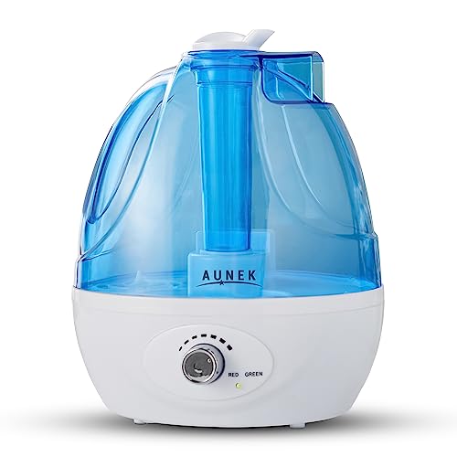 AUNEK Cool Mist Humidifier, Air Humidifiers with 2.2L Large Water Tank, Waterless Auto-off and 24 Working Hours, BPA-free 28dB Quiet Humidifier for Bedroom Home, Baby Room, Living Room, Yoga, Office