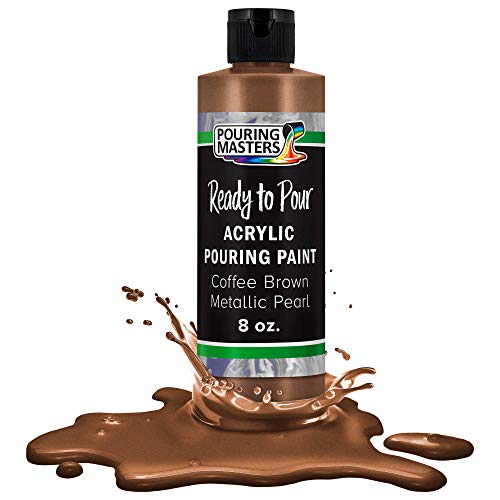 Pouring Masters Coffee Brown Metallic Pearl Ready to Pour Acrylic Pouring Paint - Premium 8-Ounce Pre-Mixed Fluid Acrylic Paint - Fluid Art Supplies for Canvas, Wood, Paper, Tile & Rocks