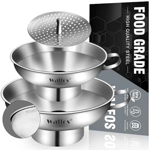 Walfos 5.5 Inch and 4 inch Stainless Steel Wide-Mouth Funnel