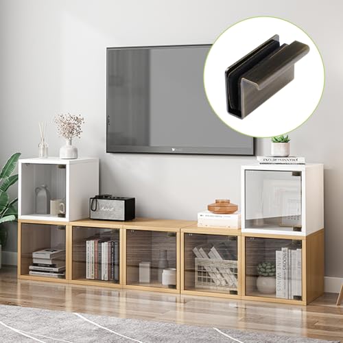 Image of 4Pcs Glass Finger Edge Pull Cabinet Finger Pull Handle Glass Door Clips Cabinet Latch Clamp Concealed Handle for Display Glasscase Door (Bronze)