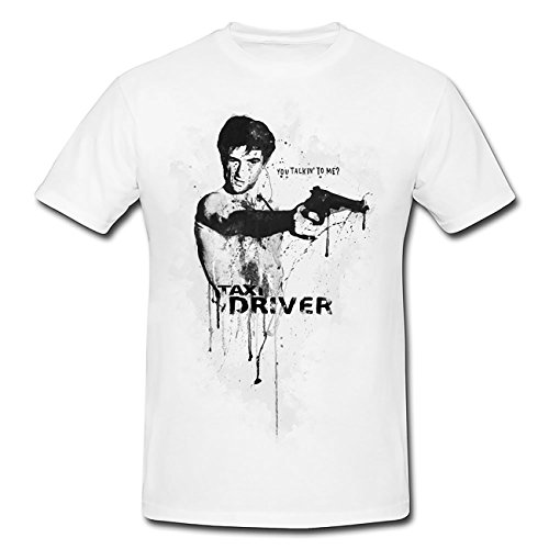 Robert-De-Niro-Tax-Driver T-Shirt Homme Blanc Imprimé - Blanc - X-Large