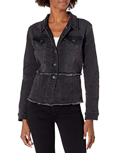 Tribal Women's Two-Tone Jean Jacket-FADEDBLACK, XXL