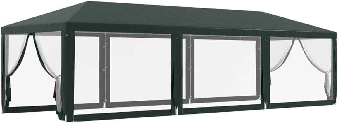 27.9 x 9.4 FT Large Party Tent, Foldable Outdoor Wedding Canopy with 8 Mesh Sidewalls, Waterproof UV-Blocking PE Roof, Heavy Duty Steel Frame Shelter for BBQ Events