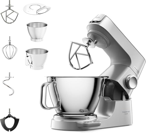 Kenwood Titanium Chef Baker Silver KVC85.004SI, Impastatrice Planetaria, Bilancia Integrata & KAH359GL Accessorio Frullatore per impastatrici planetarie, in vetro Thermoresist - Immagine 1