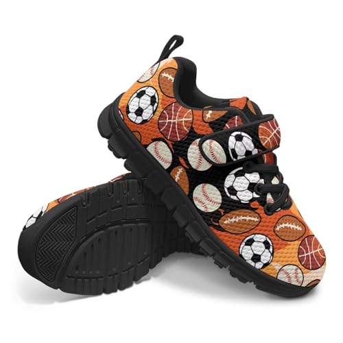 Ball Print Sport Athletic Shoes for Girls Boys Fashion Tennis Sneakers Running Walking Sneaker