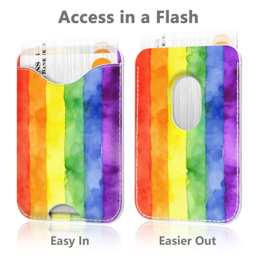 Image of Pride Stripe Magnetic Wallet for Magsafe Compatible with iPhone 17 /16 /15 /14 /13 /12 Series Pro Max Plus Air (Phone Magnet Card Holder Fit 3 Cards for Women Girl Lether Mag Safe Wallets Rainbow)
