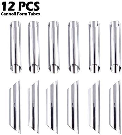 12 Pieces Stainless Steel Cannoli Form Tubes 5 Inches, Diagonal Shaped