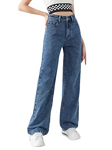 SweatyRocks Girl's Casual High Waist Solid Denim Pants Stretchy Flare