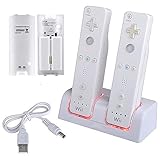 Gen Premium Dual Charging Station with LED Light Plus 2 High Capacity Rechargeable Replacement Battery and USB Cable For Nintendo Wii Remote Control