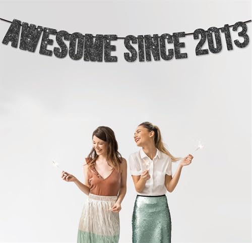 Image of Pre-Strung Awesome Since 2013 Banner for 13th Birthday Party Decoration,Happy 13th Men Women Birthday Party Banner,Handmade - Black