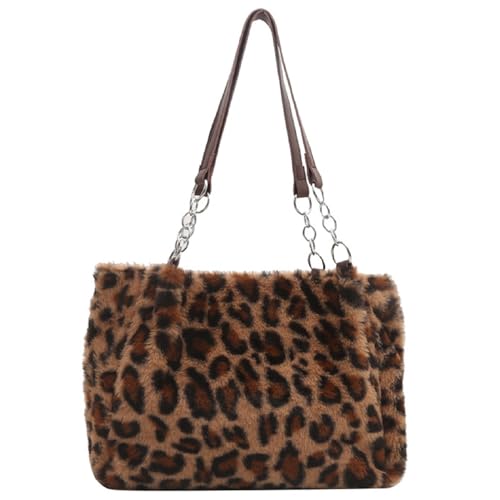 FYBlossom Borsa a tracolla grande da donna, leopardato, borsa a tracolla in tela, motivo leopardato, borsa per la spesa, casual, per tutti i giorni, ufficio, shopping, scuola, Stile D