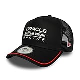 Casquette Red Bull Racing noire 9FORTY A-Frame Logo Oracle Red Bull Racing sur le devant Drapeau New Era brodé sur la gauche Couronne structurée Cadre en A Snapback Visière noire incurvée Sous visière noire