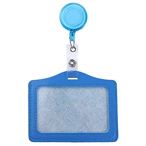 Supporto per biglietti da visita per infermiere, dottore, porta carte di credito, clip per badge in pelle PU, retrattile, colore: azzurro