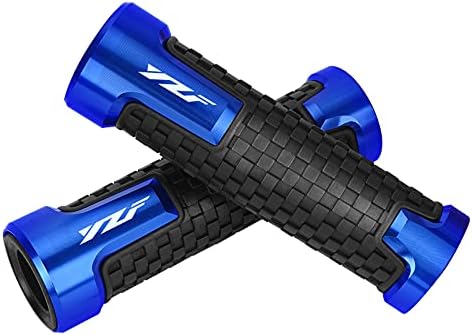 Mocar 7/8" 22mm Motorcycle Handlebar Grips with Grip Ends for Yamaha YZF R1 R3 R6 R15 R25 R125 600R (Blue, Small)