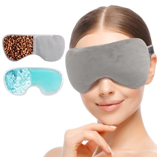 GHUKN, maschera per occhi secchi, occhiali termici per gli occhi, maschera per gli occhi caldi e freddi, 1 maschera per gli occhi a microonde, 1 cuscino rinfrescante per gli occhi, contro blefarite,