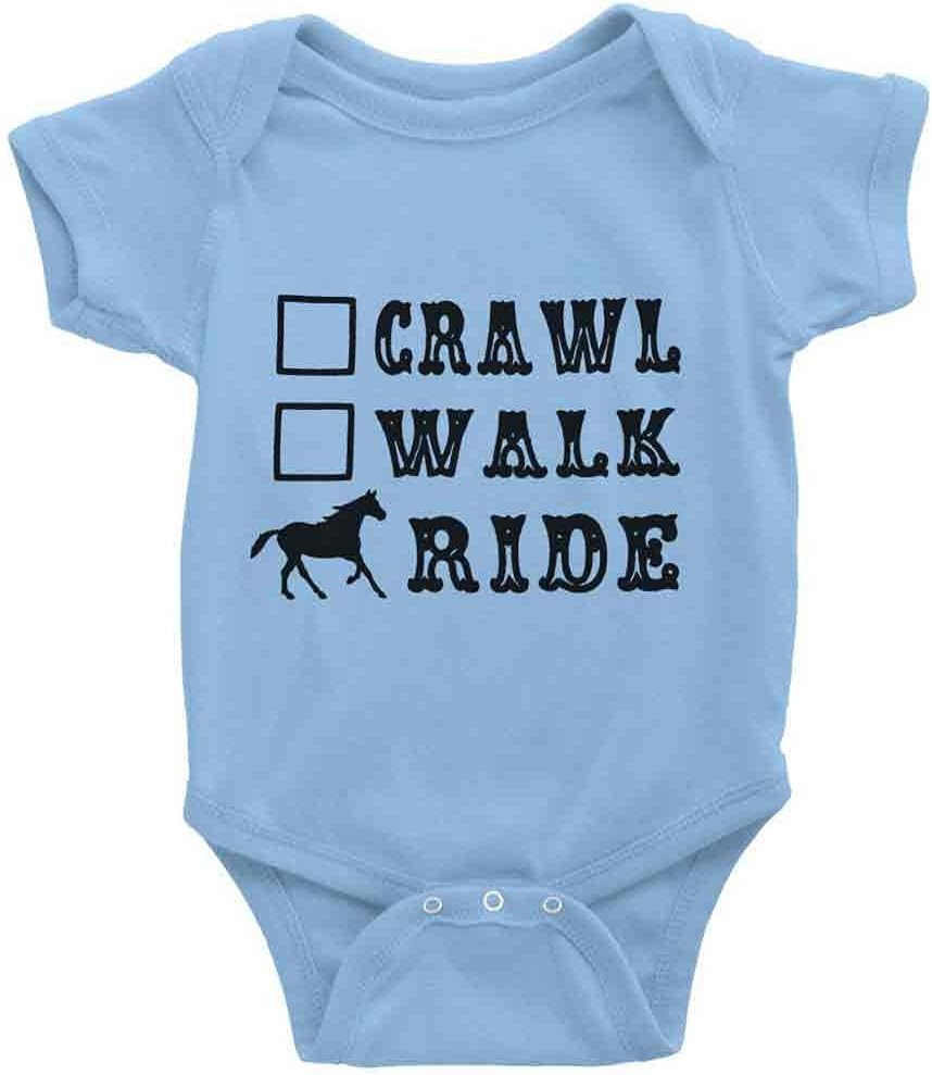 Crawl Walk Ride Horse Cute Baby Cartoon Bodysuit Short Sleeve Rompers Jumpsuit Unisex
