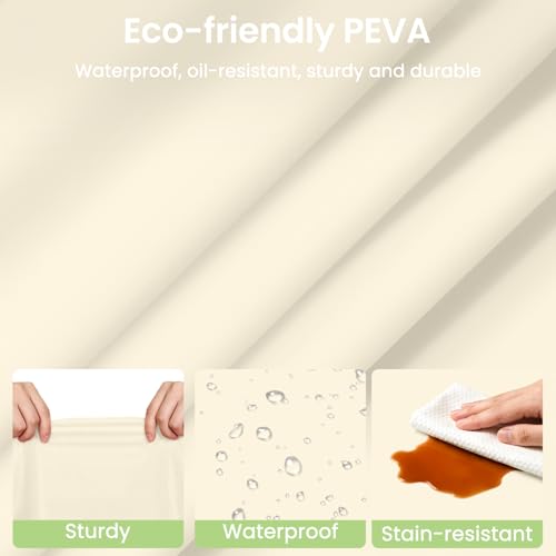 Image of LANLISA 4 Pack Ivory Tablecloth Plastic, 54 x 108 Inch Rectangle Table Cloth Disposable, Thanksgiving Decorations, Harvest, Fall Tablecloths, Beige Plastic Cover, Cream