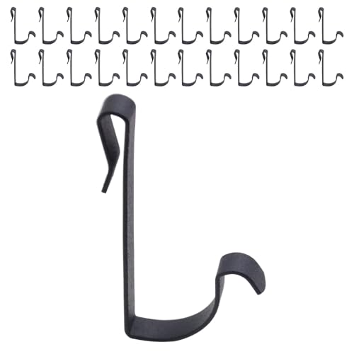 XUEBEI 25PCS J Shaped Stainless Steel Hooks Hanging Sink Grid Hook, Wire Rack Hook Hewelry,Key,Tag,DIY Crafts for Kitchen, Bedroom, Office, Wire Shelf, Coat Rack Accessories (Black 25 Pack)