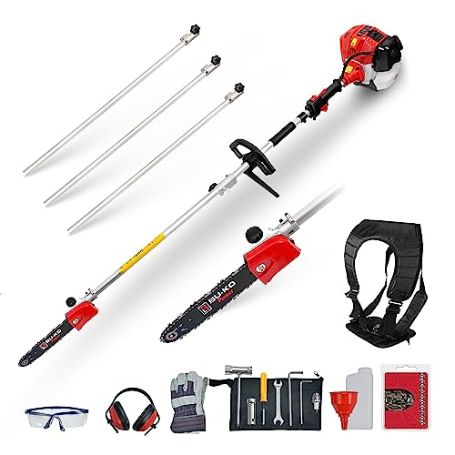 BU-KO 52 cc Benzin-Gartensäge-Aufsatz mit Langer Reichweite und 3 x 75 cm Verlängerungsstange, Ultimatives Gartengerät zum Trimmen von Bäumen und Ästen