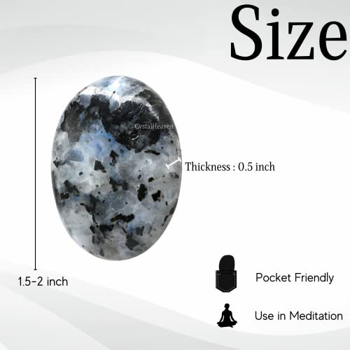Image of Crystal Heaven Certified Rainbow Moonstone Palm Pebbles Stones for Anxiety Stress Relief Massage - AAA Grade Original Healing Gemstone Agate Palm Stone for Yoga Meditation Spiritual Reiki Feng Shui