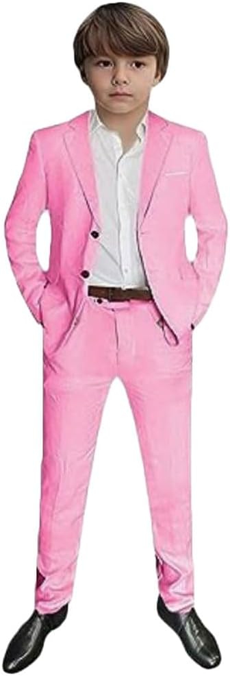 2 PC Slim Fit Boys Tuxedos Suit Two Buttons Boys Formal Suit Jacket Pants Outfit Set Kids Wedding Suit