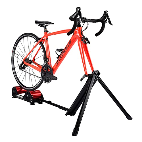 Longwheel Portable Bike Trainer Stand With Tote Bag, Stainless Steel Stationary Bike Stand With Magnetic Flywheel, Noise Reduction, 4 Resistance Settings – Exercise For Road & Mountain Bikes, Black #TOP18