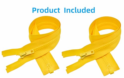 Image of MebuZip 2PCS #5 25 Inch Separating Jacket Zippers Resin Zipper Molded Plastic Zippers Bulk for Sewing Coat Jackets Clothes (Yellow)
