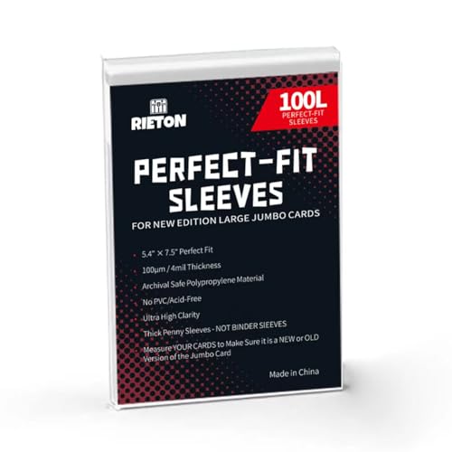 Rieton Jumbo Card Sleeves Size L -5.4'' x 7.4'', 100 Micron Exact Fit Sleeves for Jumbo Cards L (100 Pack)