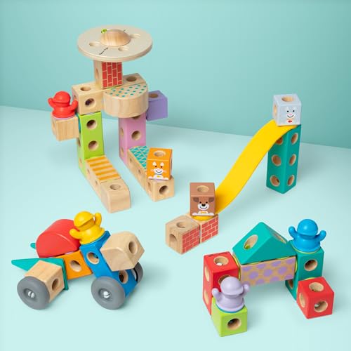 Melissa & Doug - Blockables Stadt Bauset - 73 teiliges Set mit Holzbausteinen, Steckverbindungen… – Ansicht 4