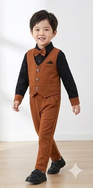 Image of Cotton Blend Classic 3-Piece Formal Suit Set for Baby Boy | Regular Fit & Stylish with Shirt, Pant & Jacket | Toddler Full Sleeve Outfit | Comfortable & Ideal for Summers, Outings & Events