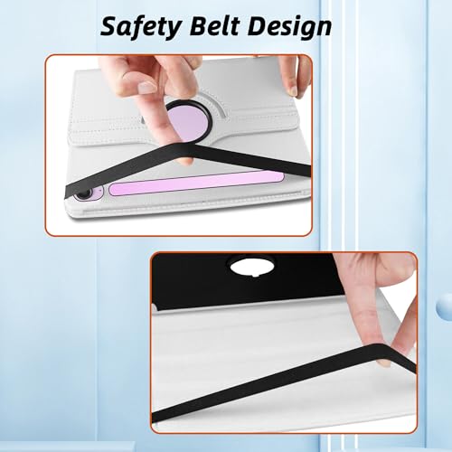 Image of TGK Rotating Cover for Samsung Galaxy Tab S9 FE 10.9 inch Tablet 360 Degree Rotating Leather Flip Case (White)