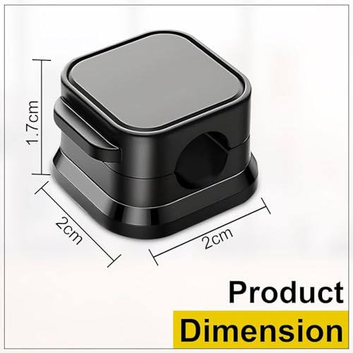 Image of Magnetic Cable Holder for Wall & Desk - Self Adhesive Cable Organizer Clips for Charging Cables, USB, Type C, Lightning, HDMI (Black 5)