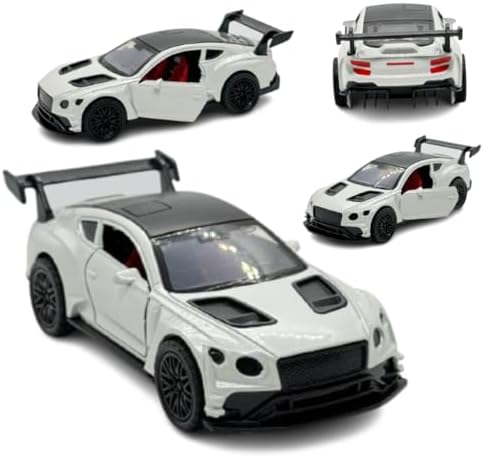 Miniatura Carrinho Esportivo Carro de Ferro, Portas que Abrem, Escala 1:32, Branco