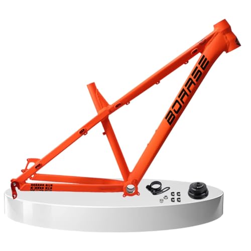 15/17インチ ハードテール DH/XC/AM フレーム 26/27.5er マウンテンバイクフレーム ディスクブレーキ クイックリリース 135mm アルミ合金フレーム 外部ルーティング BB73mm(Orange,27.5x17in)