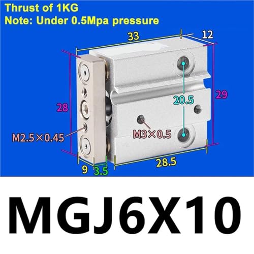 Vérin pneumatique MGJ triple axe 6mm pour l'assemblage de précision - 3