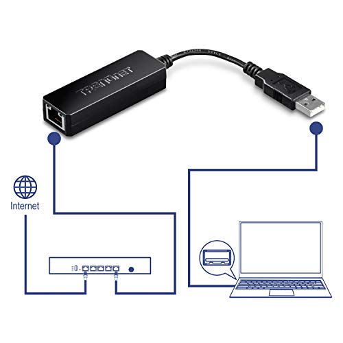 Image of TRENDnet USB 3.0 to Gigabit Ethernet Adapter, Full Duplex 2Gbps Ethernet Speeds, Up to 1Gbps, USB to Gigabit Ethernet Adapter, USB-A, Windows Compatible, USB Powered, Black, TU3-ETG