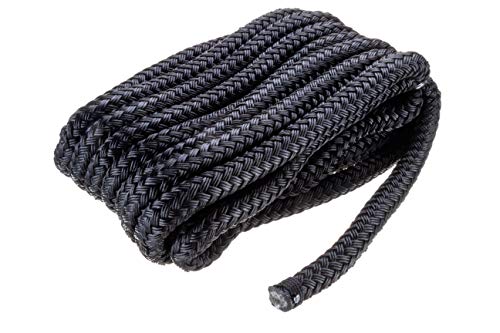 Cordage d'amarrage nylon double tressé noir 16 mm idéal pour le port