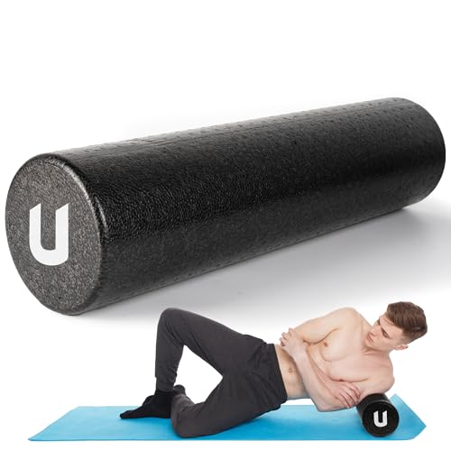 unycos - Foam Roller【Alta Resistenza】Rullo di Massaggio Muscolare in Schiuma EPP Dura e Leggera per Pilates, Yoga, Fitness, Fisioterapia, Rilascio Miofasciale, Alleviare le Tensioni, 60x15 cm (Nero)