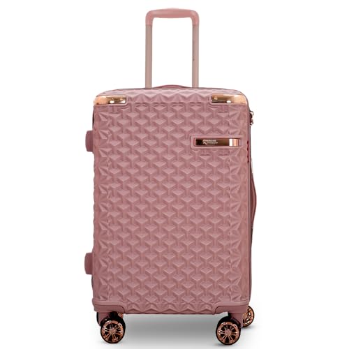 Image of AMERICAN TRAVELLER Goldie ABS Travel Suitcase | Hard Shell Cabin Luggage | Compact Trolley Bag for Travel | Durable Carry-On with Spinner Wheels & Secure Lock(20, Rose Gold)