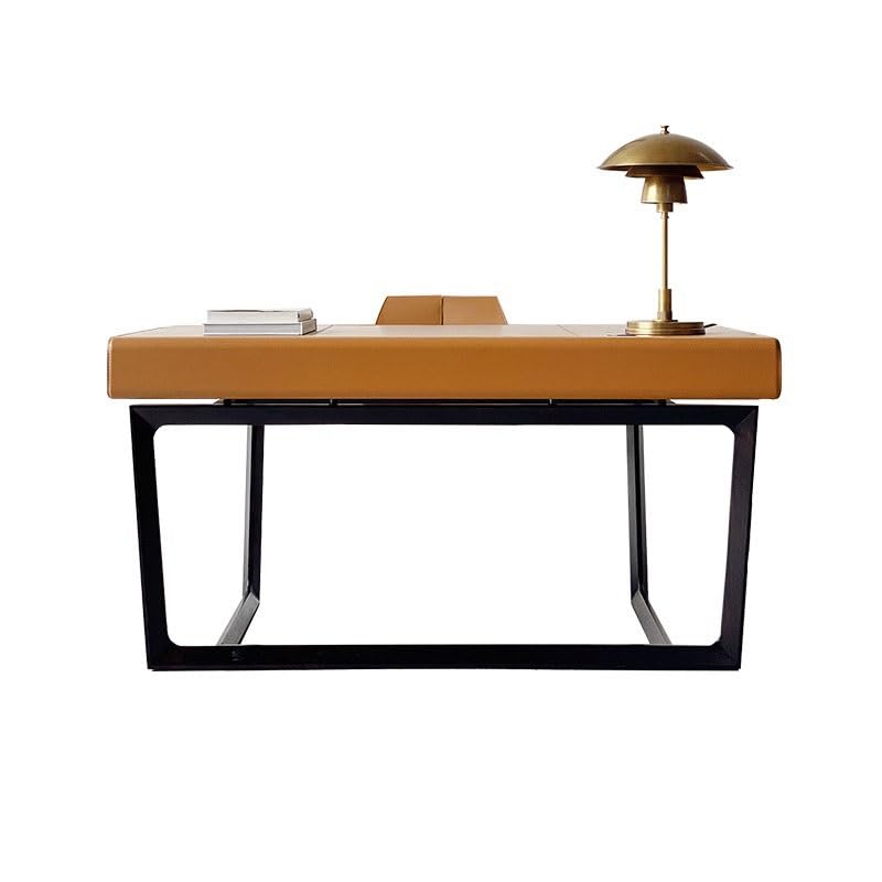 CHICKEN Computer Desk Solid Wood Genuine Leather Desk Desk Boss Desk Modern Light Luxury Simple Desk Home Study