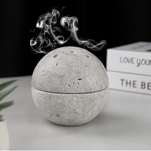 Natural Marble Incense Burner, Travertine Round Incense Cone Burner, Handmade Incense Burner Travertine Decor Hoom Room Shop Yoga Spa #TOP1